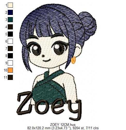 Zoey KPop Demon Hunters embroidery design - Kpop Warriors machine embroidery patterns - Baby girl file - Instant digital download - Marcia Embroidery
