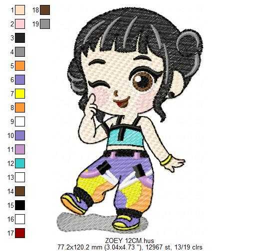 Zoey KPop Demon Hunters embroidery design - Kpop Warriors machine embroidery patterns - Baby girl file - Instant digital download - Marcia Embroidery