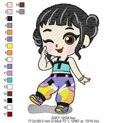 Zoey KPop Demon Hunters embroidery design - Kpop Warriors machine embroidery patterns - Baby girl file - Instant digital download - Marcia Embroidery