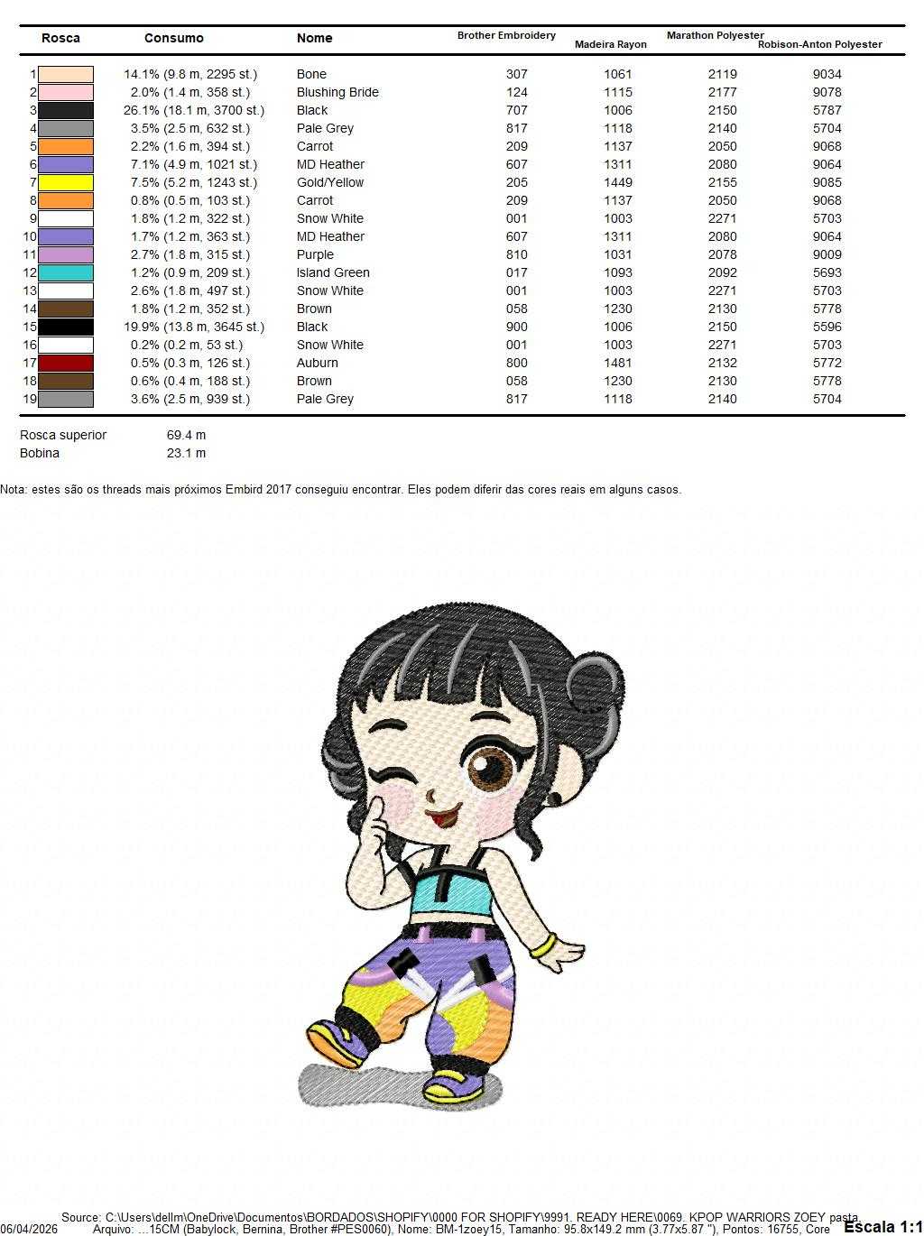 Zoey KPop Demon Hunters embroidery design - Kpop Warriors machine embroidery patterns - Baby girl file - Instant digital download - Marcia Embroidery