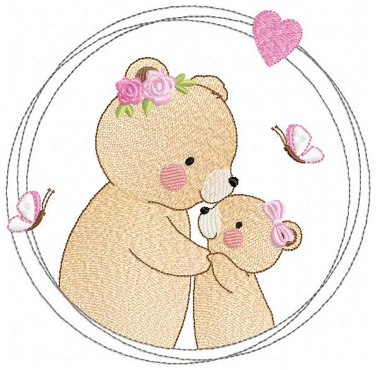 Mama Bear embroidery designs - Teddy embroidery design machine embroidery pattern - Baby Girl embroidery file - instant download bear frame