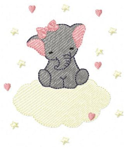 Elephant embroidery design machine embroidery pattern