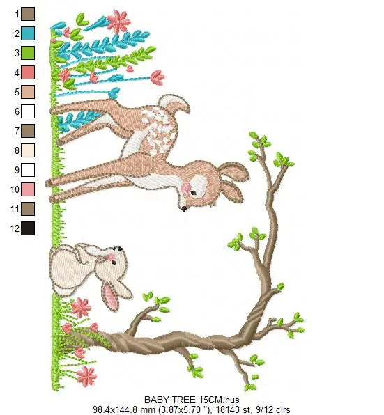 Deer with rabbit embroidery design machine embroidery pattern Marcia Embroidery