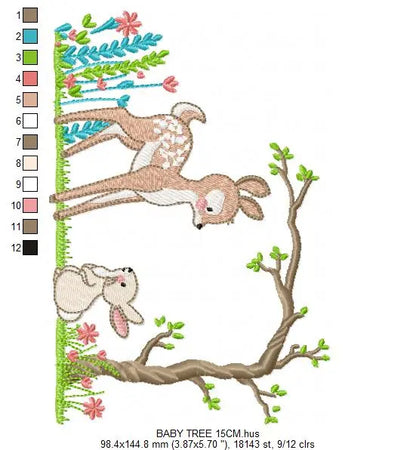 Deer with rabbit embroidery design machine embroidery pattern Marcia Embroidery