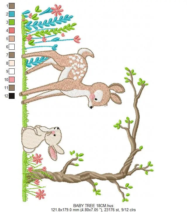 Deer with rabbit embroidery design machine embroidery pattern Marcia Embroidery