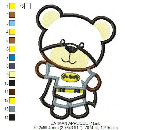 Hero Bear embroidery design machine embroidery pattern - Superman, Captain America, Spiderman, Batman, Green Lantern, Thor,  Flash,  Marvel Marcia Embroidery