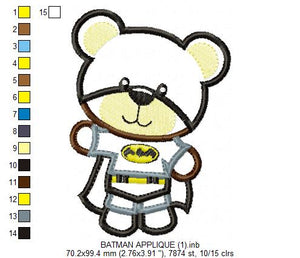 Hero Bear embroidery design machine embroidery pattern - Superman, Captain America, Spiderman, Batman, Green Lantern, Thor,  Flash,  Marvel