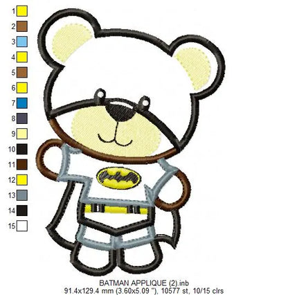 Hero Bear embroidery design machine embroidery pattern - Superman, Captain America, Spiderman, Batman, Green Lantern, Thor,  Flash,  Marvel Marcia Embroidery