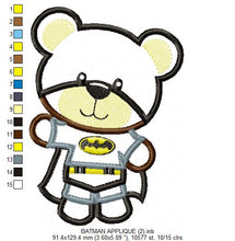 Cargar imagen en el visor de la galería, Hero Bear embroidery design machine embroidery pattern - Superman, Captain America, Spiderman, Batman, Green Lantern, Thor,  Flash,  Marvel
