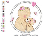 Cargar imagen en el visor de la galería, Mama Bear embroidery designs - Teddy embroidery design machine embroidery pattern - Baby Girl embroidery file - instant download bear frame
