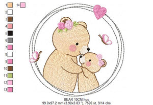 Mama Bear embroidery designs - Teddy embroidery design machine embroidery pattern - Baby Girl embroidery file - instant download bear frame