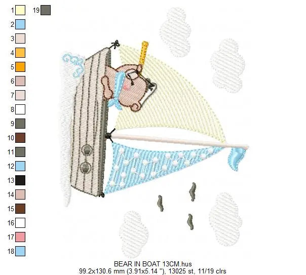 Sailor Bear embroidery design machine embroidery pattern Marcia Embroidery