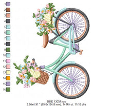 Laden Sie das Bild in den Galerie-Viewer, Floral Bike embroidery designs - Old Bicycle with flower basket embroidery design machine embroidery pattern - instant download jef pes dst
