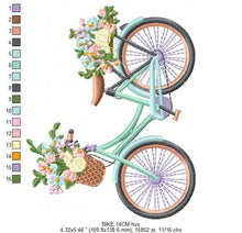 Charger l&#39;image dans la galerie, Floral Bike embroidery designs - Old Bicycle with flower basket embroidery design machine embroidery pattern - instant download jef pes dst
