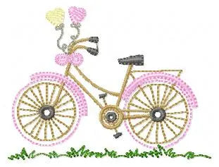 Old Style Bike embroidery designs - Bicycle with hearts machine embroidery pattern - Baby girl file - Instant download pes jef hus dst vp3 Marcia Embroidery