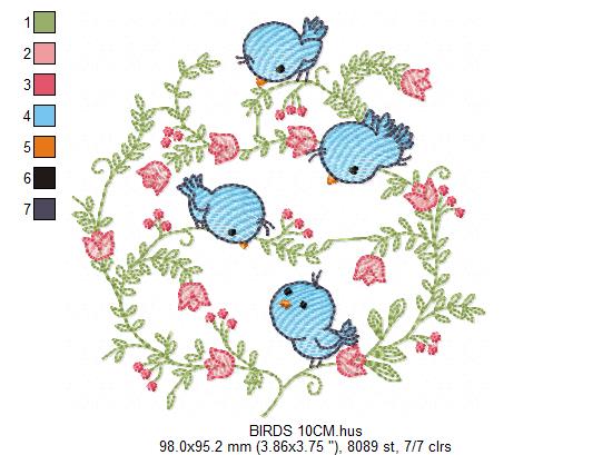 Bird embroidery designs - Birds embroidery design machine embroidery pattern - instant download - Floral embroidery Quilt embroidery file
