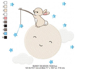 Bunny with Full moon embroidery design machine embroidery pattern