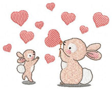 Charger l&#39;image dans la galerie, Bunny embroidery design - Rabbit embroidery designs machine embroidery pattern - baby girl embroidery file - kid rabbit with hearts balloons
