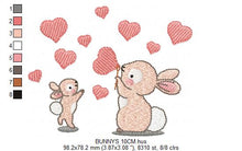 Laden Sie das Bild in den Galerie-Viewer, Bunny embroidery design - Rabbit embroidery designs machine embroidery pattern - baby girl embroidery file - kid rabbit with hearts balloons
