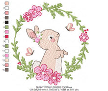 Load image into Gallery viewer, Bunny with Flower Wreath embroidery design machine embroidery pattern
