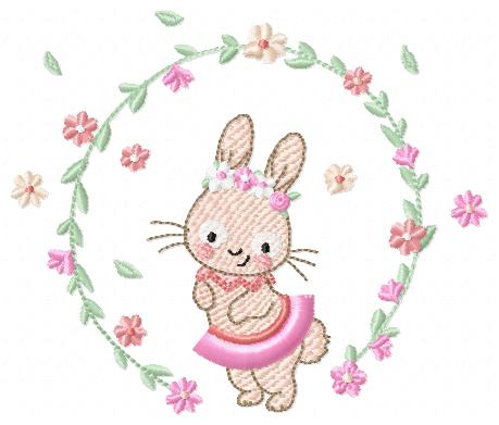 Bunny embroidery design - Rabbit embroidery designs machine embroidery pattern - baby girl embroidery file - rabbit with flower wreath - animal