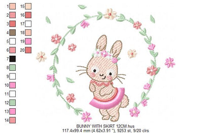 Bunny embroidery design - Rabbit embroidery designs machine embroidery pattern - baby girl embroidery file - rabbit with flower wreath - animal