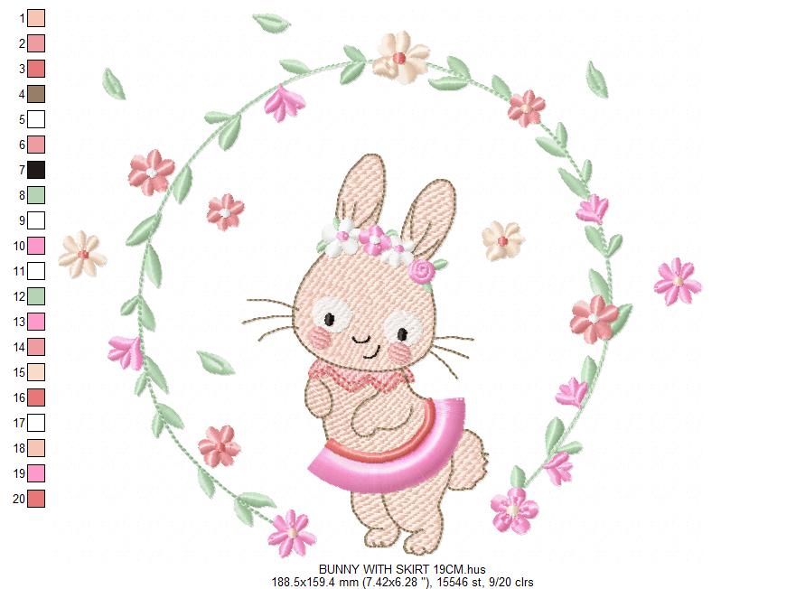 Bunny embroidery design - Rabbit embroidery designs machine embroidery pattern - baby girl embroidery file - rabbit with flower wreath - animal