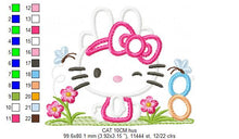 Charger l&#39;image dans la galerie, Cat embroidery design - Kitten embroidery designs machine embroidery pattern - Hello Kitty embroidery file - girl embroidery applique design
