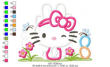 Load image into Gallery viewer, Cat embroidery design - Kitten embroidery designs machine embroidery pattern - Hello Kitty embroidery file - girl embroidery applique design
