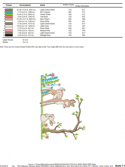Deer with rabbit embroidery design machine embroidery pattern Marcia Embroidery