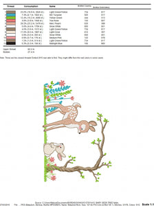 Deer with rabbit embroidery design machine embroidery pattern