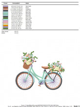 Load image into Gallery viewer, Floral Bike embroidery designs - Old Bicycle with flower basket embroidery design machine embroidery pattern - instant download jef pes dst
