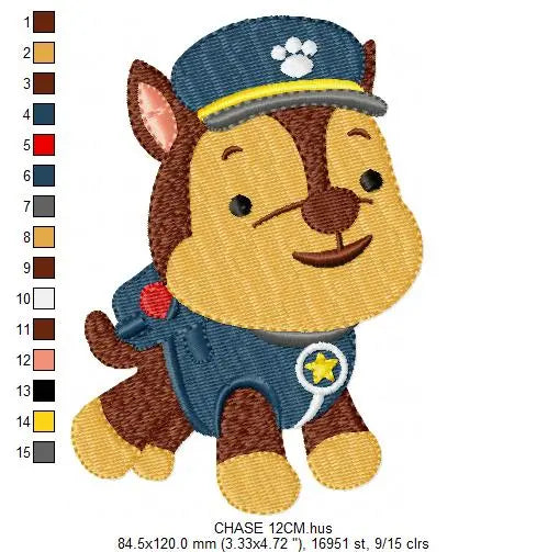 Paw Patrol embroidery designs - Baby boy embroidery design machine embroidery pattern - Zuma Chase Rubble Skye Marshall Ryder Rocky Marcia Embroidery