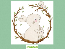 Laden Sie das Bild in den Galerie-Viewer, Bunny with Wreath - Rabbit embroidery design machine embroidery pattern
