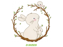 Charger l&#39;image dans la galerie, Bunny with Wreath - Rabbit embroidery design machine embroidery pattern
