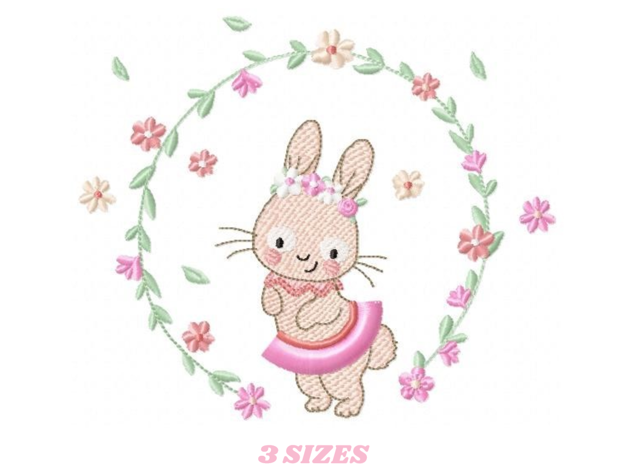 Bunny embroidery design - Rabbit embroidery designs machine embroidery pattern - baby girl embroidery file - rabbit with flower wreath - animal