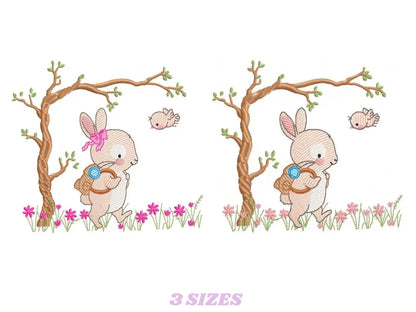 Bunny embroidery design Rabbit embroidery designs machine embroidery pattern baby embroidery file nursery embroidery rabbit with tree design Marcia Embroidery