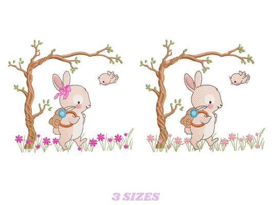 Bunny embroidery design Rabbit embroidery designs machine embroidery pattern baby embroidery file nursery embroidery rabbit with tree design Marcia Embroidery