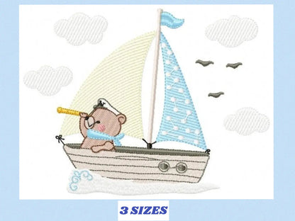 Sailor Bear embroidery design machine embroidery pattern Marcia Embroidery