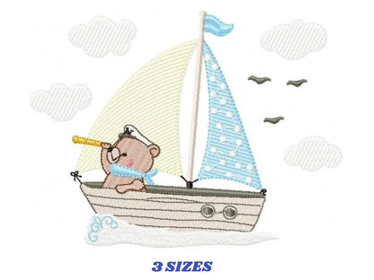 Sailor Bear embroidery design machine embroidery pattern Marcia Embroidery