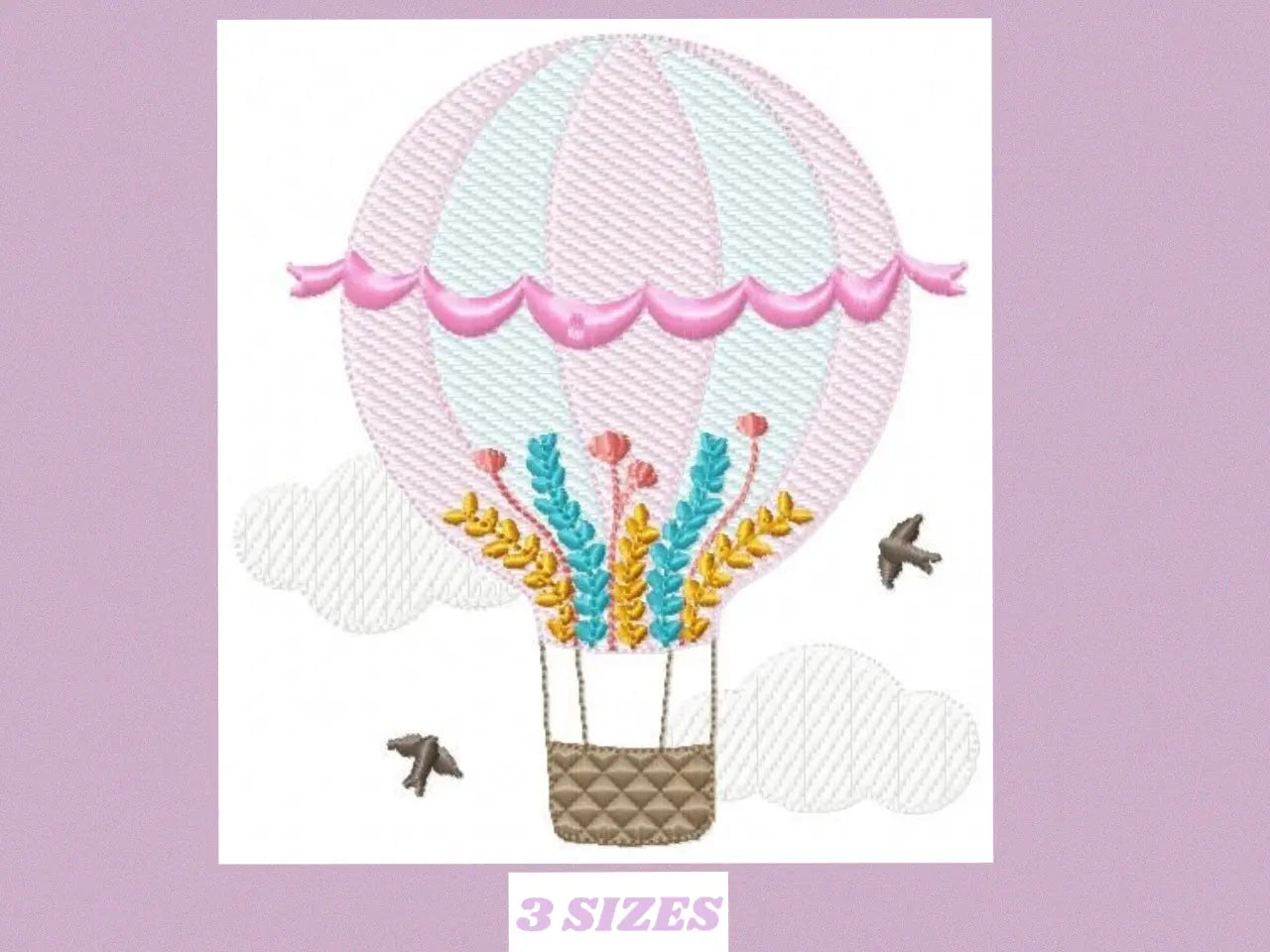 Hot air balloon embroidery design machine embroidery pattern Marcia Embroidery