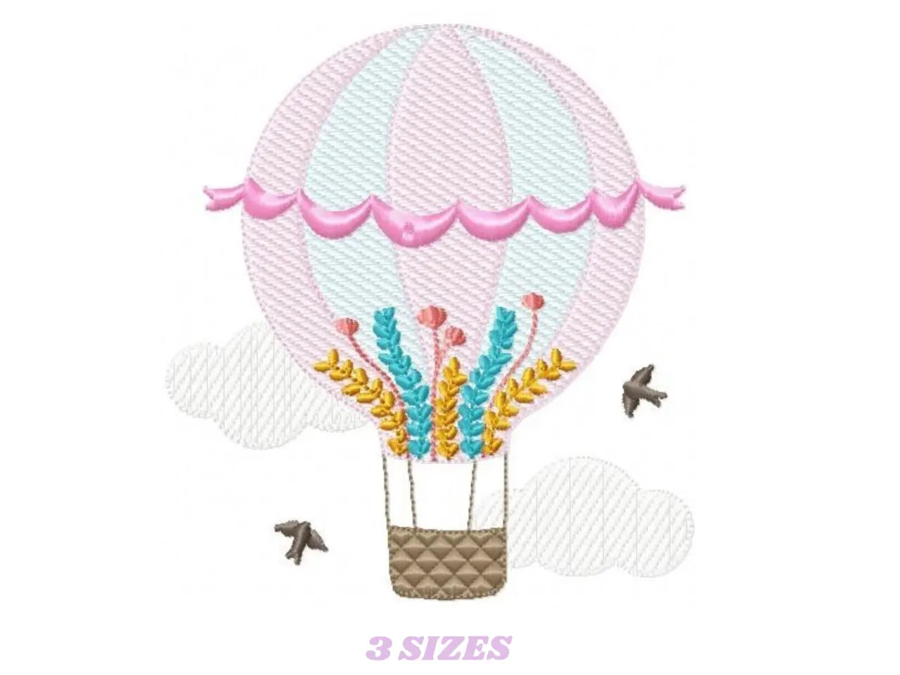 Hot air balloon embroidery design machine embroidery pattern Marcia Embroidery