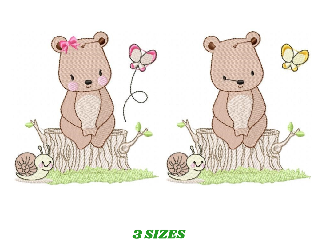 Bear embroidery design machine embroidery pattern