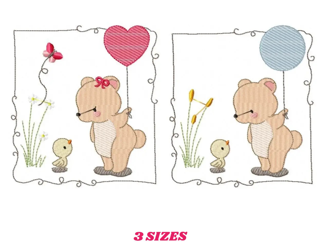 Bear embroidery designs Teddy embroidery design machine embroidery pattern girl embroidery file baby embroidery bear with birds and balloon Marcia Embroidery