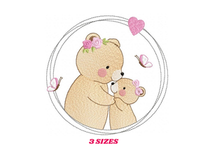 Mama Bear embroidery designs - Teddy embroidery design machine embroidery pattern - Baby Girl embroidery file - instant download bear frame