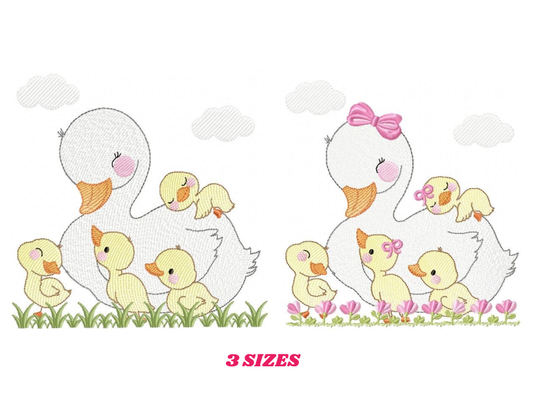 Mama Duck embroidery design - Animal embroidery designs machine embroidery pattern - boy embroidery file - baby girl embroidery instant download