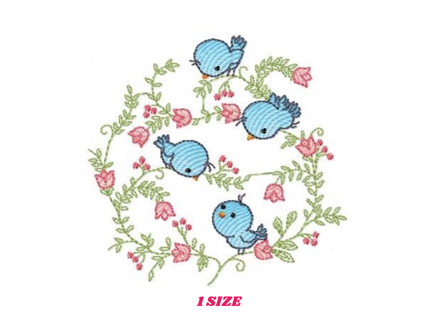 Bird embroidery designs - Birds embroidery design machine embroidery pattern - instant download - Floral embroidery Quilt embroidery file
