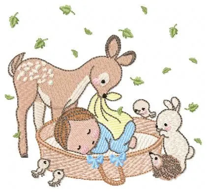 Deer with baby embroidery designs machine embroidery pattern Marcia Embroidery