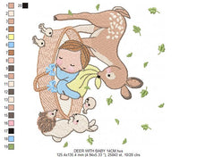 Carica l&#39;immagine nel visualizzatore di Gallery, Deer with baby embroidery designs machine embroidery pattern
