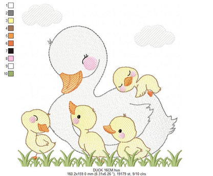 Mama Duck embroidery design - Animal embroidery designs machine embroidery pattern - boy embroidery file - baby girl embroidery instant download
